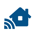 blue Wifi and house icon